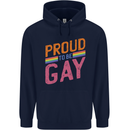 LGBT Pride Awareness Proud To Be Gay Mens 80% Cotton Hoodie Navy Blue