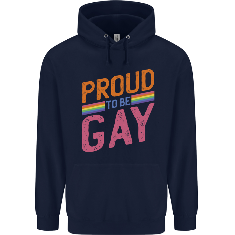 LGBT Pride Awareness Proud To Be Gay Mens 80% Cotton Hoodie Navy Blue
