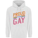 LGBT Pride Awareness Proud To Be Gay Mens 80% Cotton Hoodie White