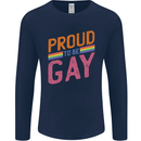 LGBT Pride Awareness Proud To Be Gay Mens Long Sleeve T-Shirt Navy Blue