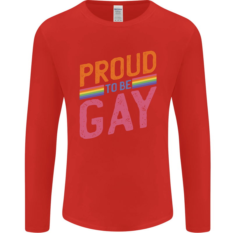 LGBT Pride Awareness Proud To Be Gay Mens Long Sleeve T-Shirt Red