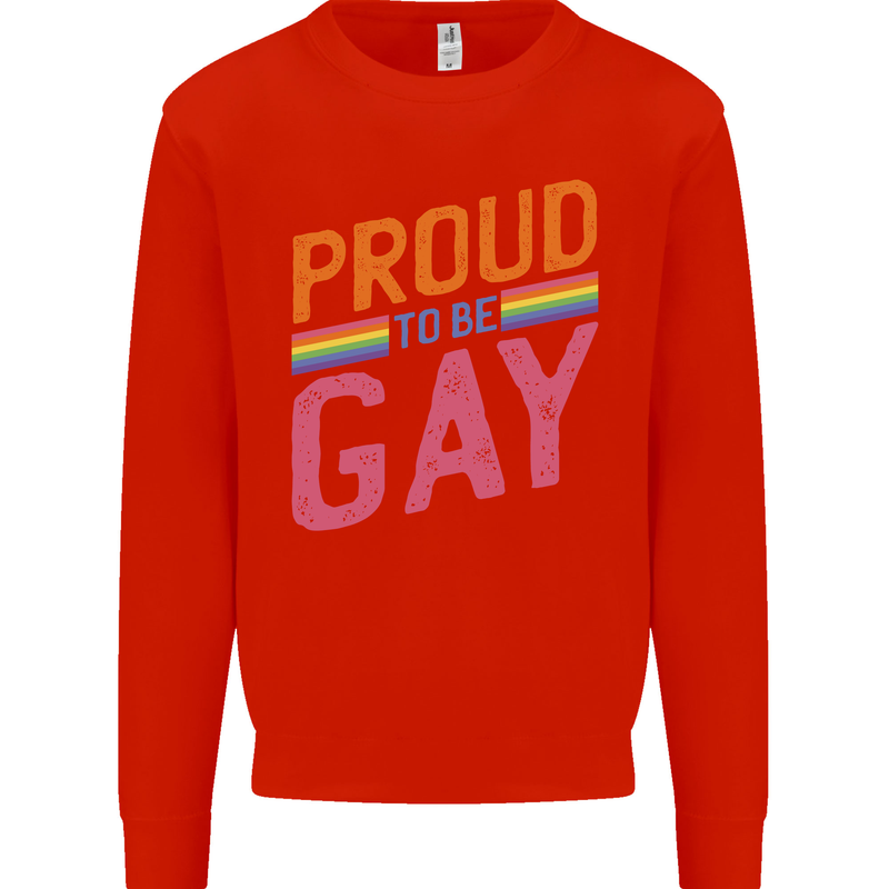 LGBT Pride Awareness Proud To Be Gay Mens Sweatshirt Jumper Bright Red