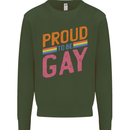 LGBT Pride Awareness Proud To Be Gay Mens Sweatshirt Jumper Forest Green