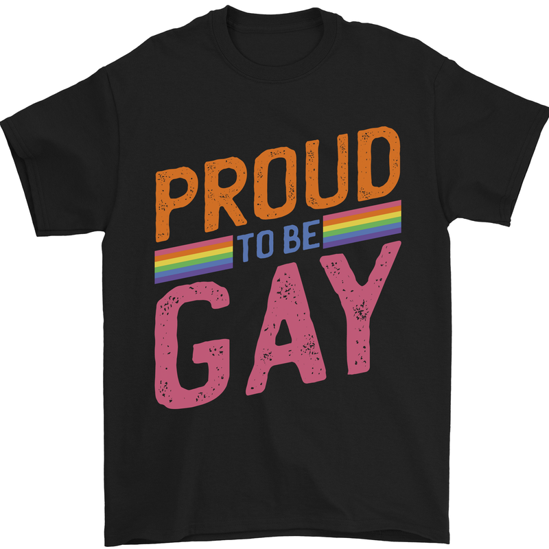 LGBT Pride Awareness Proud To Be Gay Mens T-Shirt 100% Cotton Black
