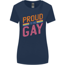 LGBT Pride Awareness Proud To Be Gay Womens Wider Cut T-Shirt Navy Blue