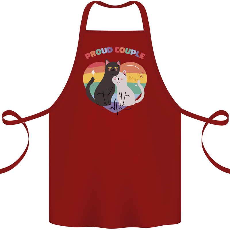 LGBT Proud Couple Funny Gay Cats Cotton Apron 100% Organic Maroon