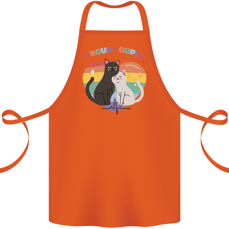 LGBT Proud Couple Funny Gay Cats Cotton Apron 100% Organic Orange