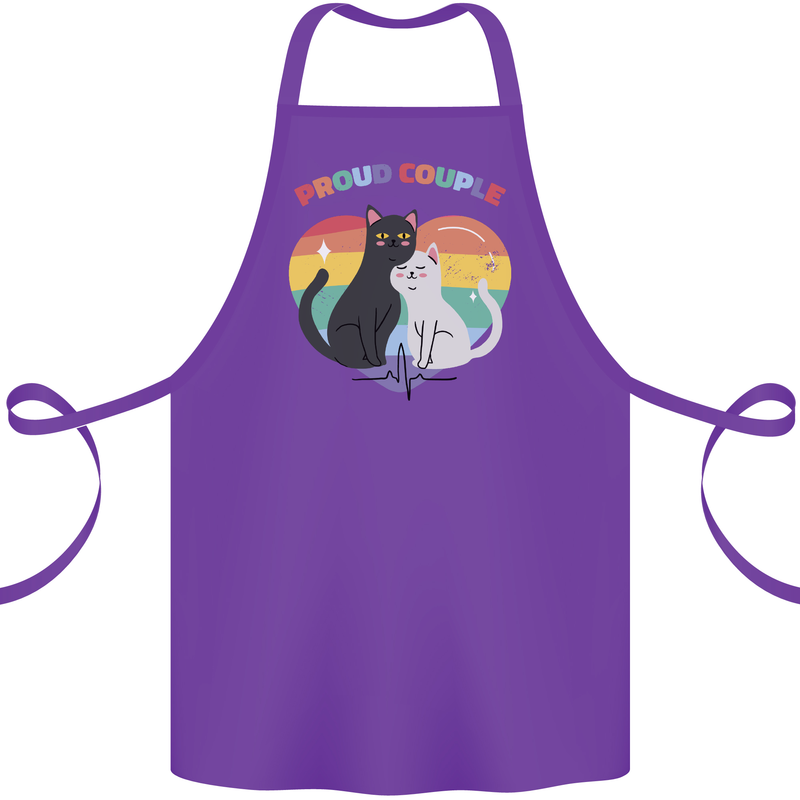 LGBT Proud Couple Funny Gay Cats Cotton Apron 100% Organic Purple