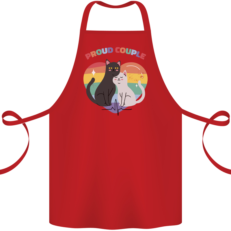 LGBT Proud Couple Funny Gay Cats Cotton Apron 100% Organic Red