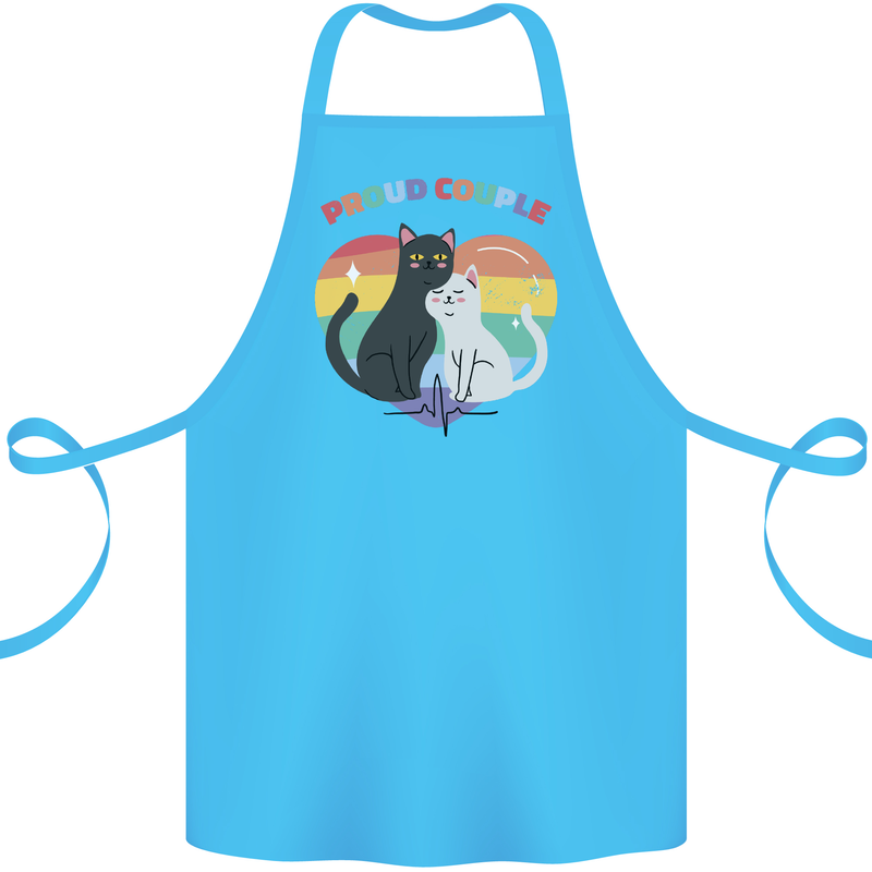 LGBT Proud Couple Funny Gay Cats Cotton Apron 100% Organic Turquoise