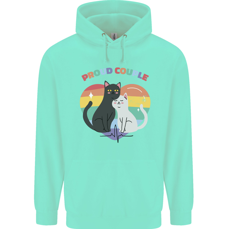 LGBT Proud Couple Funny Gay Cats Mens 80% Cotton Hoodie Peppermint