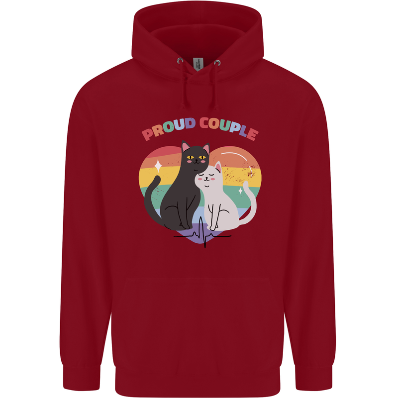 LGBT Proud Couple Funny Gay Cats Mens 80% Cotton Hoodie Red