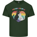 LGBT Proud Couple Funny Gay Cats Mens Cotton T-Shirt Tee Top Forest Green
