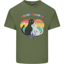 LGBT Proud Couple Funny Gay Cats Mens Cotton T-Shirt Tee Top Military Green