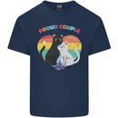 LGBT Proud Couple Funny Gay Cats Mens Cotton T-Shirt Tee Top Navy Blue