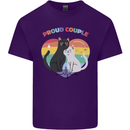 LGBT Proud Couple Funny Gay Cats Mens Cotton T-Shirt Tee Top Purple