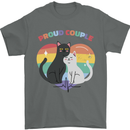 LGBT Proud Couple Funny Gay Cats Mens T-Shirt Cotton Gildan Charcoal