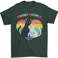LGBT Proud Couple Funny Gay Cats Mens T-Shirt Cotton Gildan Forest Green