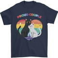 LGBT Proud Couple Funny Gay Cats Mens T-Shirt Cotton Gildan Navy Blue