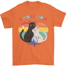 LGBT Proud Couple Funny Gay Cats Mens T-Shirt Cotton Gildan Orange