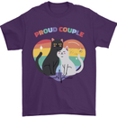 LGBT Proud Couple Funny Gay Cats Mens T-Shirt Cotton Gildan Purple