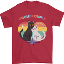 LGBT Proud Couple Funny Gay Cats Mens T-Shirt Cotton Gildan Red