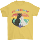 LGBT Proud Couple Funny Gay Cats Mens T-Shirt Cotton Gildan Yellow