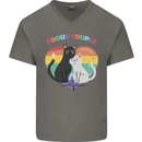 LGBT Proud Couple Funny Gay Cats Mens V-Neck Cotton T-Shirt Charcoal