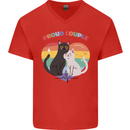 LGBT Proud Couple Funny Gay Cats Mens V-Neck Cotton T-Shirt Red