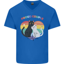 LGBT Proud Couple Funny Gay Cats Mens V-Neck Cotton T-Shirt Royal Blue