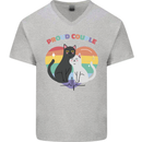 LGBT Proud Couple Funny Gay Cats Mens V-Neck Cotton T-Shirt Sports Grey