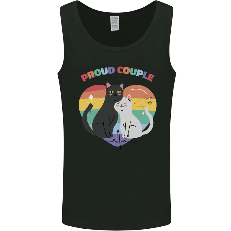 LGBT Proud Couple Funny Gay Cats Mens Vest Tank Top Black