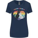LGBT Proud Couple Funny Gay Cats Womens Wider Cut T-Shirt Navy Blue