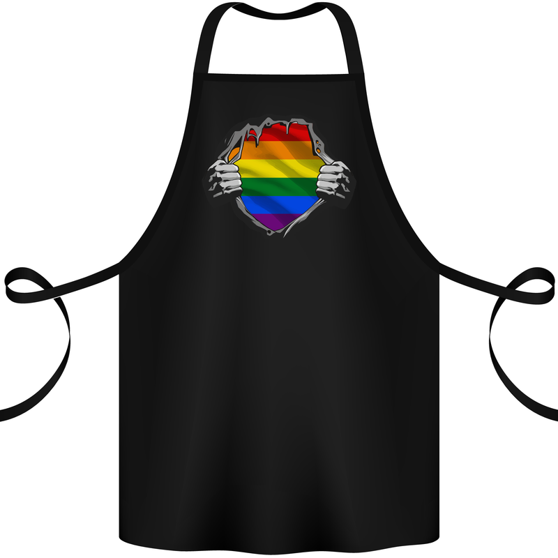 LGBT Rainbow Colours Pride Awareness Day Cotton Apron 100% Organic Black