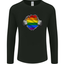 LGBT Rainbow Colours Pride Awareness Day Mens Long Sleeve T-Shirt Black