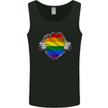 LGBT Rainbow Colours Pride Awareness Day Mens Vest Tank Top Black