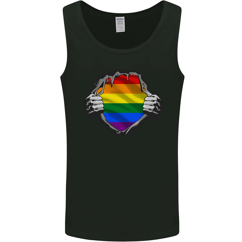 LGBT Rainbow Colours Pride Awareness Day Mens Vest Tank Top Black