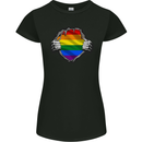 LGBT Rainbow Colours Pride Awareness Day Womens Petite Cut T-Shirt Black