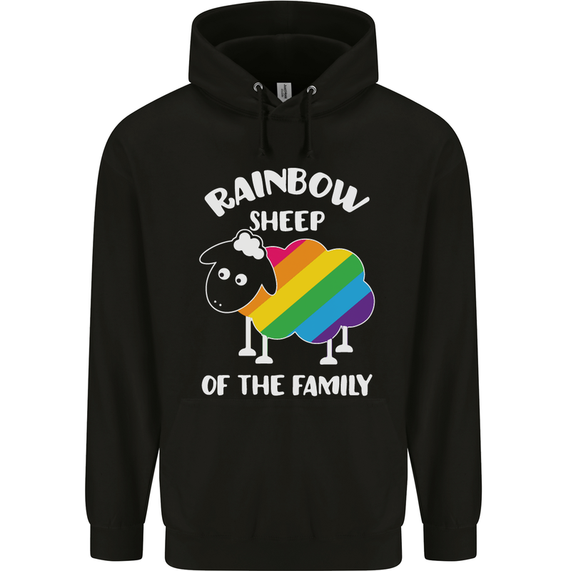 LGBT Rainbow Sheep Funny Gay Pride Day Childrens Kids Hoodie Black
