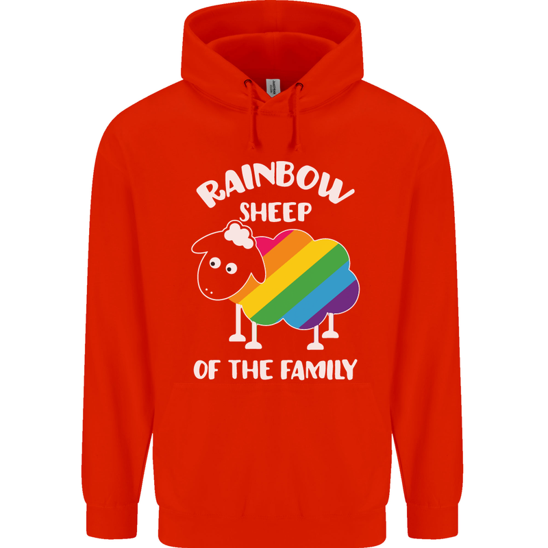 LGBT Rainbow Sheep Funny Gay Pride Day Childrens Kids Hoodie Bright Red