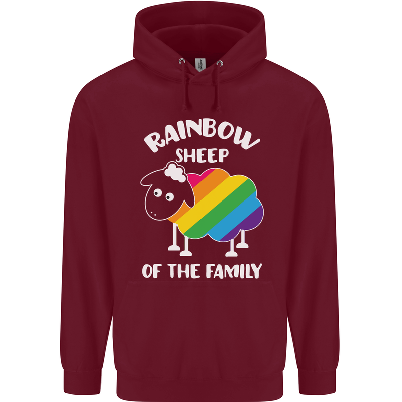 LGBT Rainbow Sheep Funny Gay Pride Day Childrens Kids Hoodie Maroon