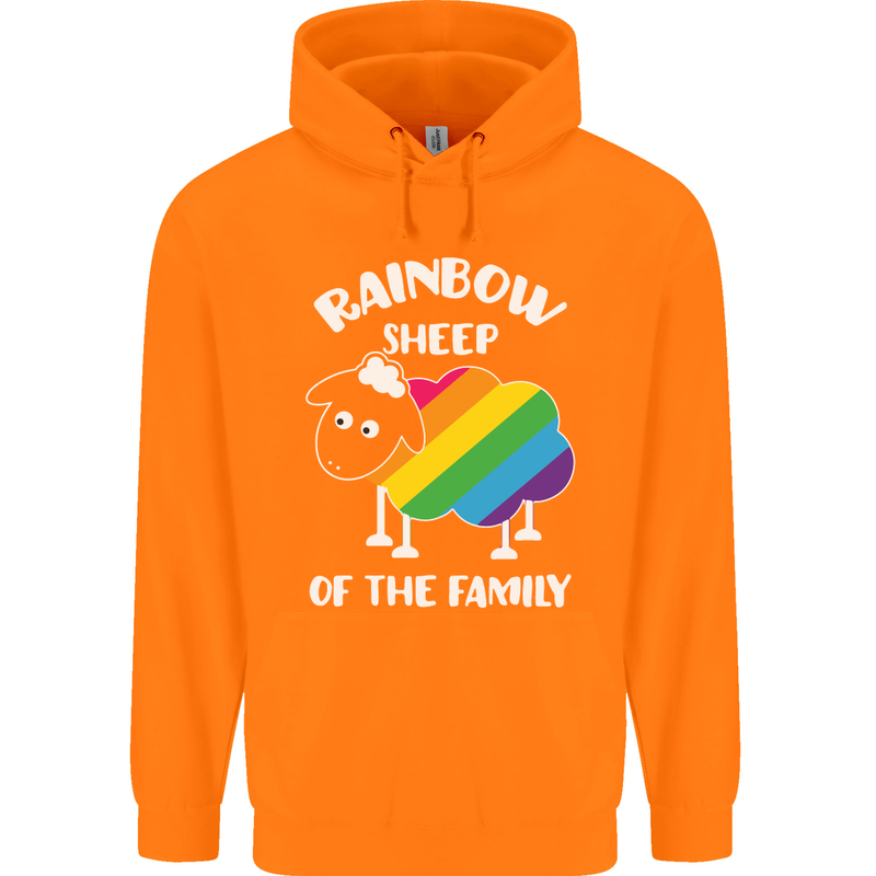 LGBT Rainbow Sheep Funny Gay Pride Day Childrens Kids Hoodie Orange