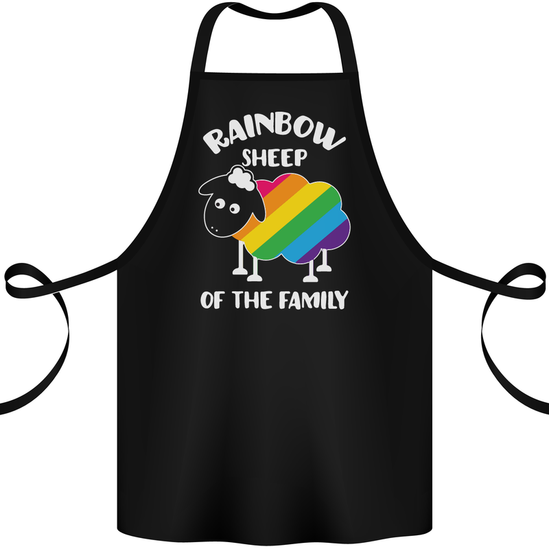LGBT Rainbow Sheep Funny Gay Pride Day Cotton Apron 100% Organic Black