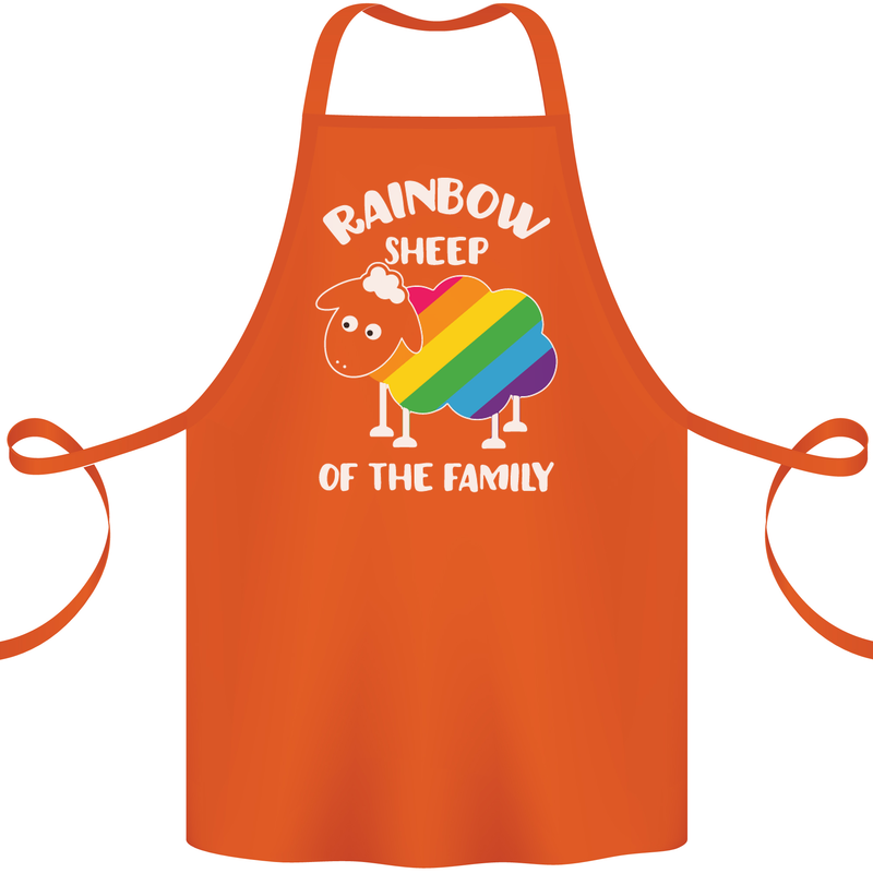 LGBT Rainbow Sheep Funny Gay Pride Day Cotton Apron 100% Organic Orange