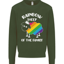 LGBT Rainbow Sheep Funny Gay Pride Day Kids Sweatshirt Jumper Forest Green