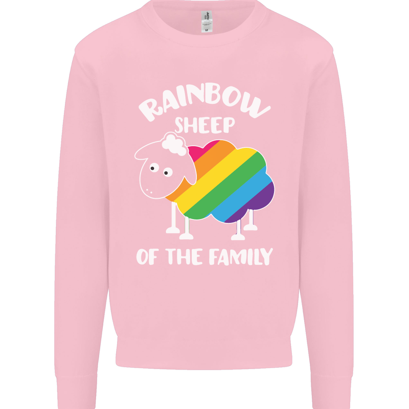LGBT Rainbow Sheep Funny Gay Pride Day Kids Sweatshirt Jumper Light Pink