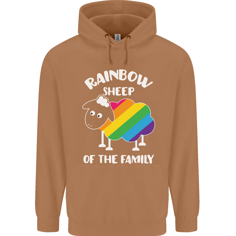 LGBT Rainbow Sheep Funny Gay Pride Day Mens 80% Cotton Hoodie Caramel Latte