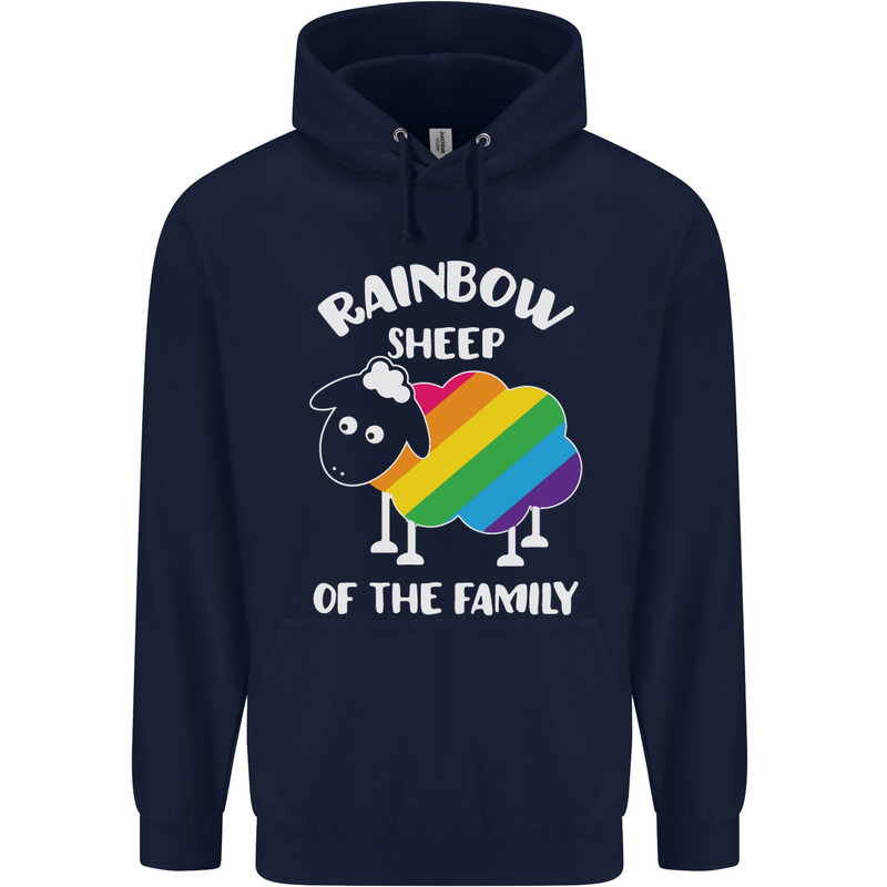 LGBT Rainbow Sheep Funny Gay Pride Day Mens 80% Cotton Hoodie Navy Blue