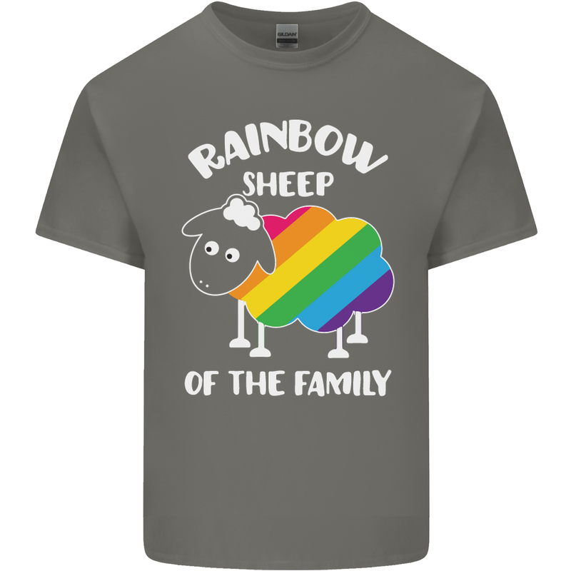 LGBT Rainbow Sheep Funny Gay Pride Day Mens Cotton T-Shirt Tee Top Charcoal