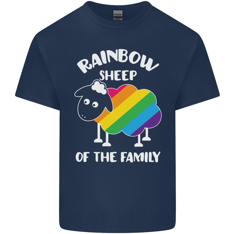 LGBT Rainbow Sheep Funny Gay Pride Day Mens Cotton T-Shirt Tee Top Navy Blue